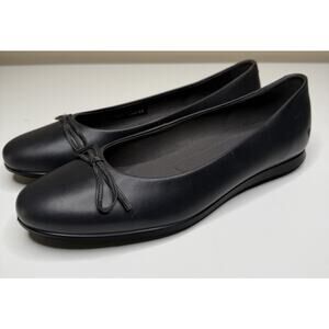 Ecco Touch Ballerina 2.0 Flats Womens 10-10.5 Black Leather Bow Round Toe Loafer